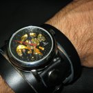 Men Women Bracelet Leather Wrap Wrist Cuff Watch Skeleton Mechanical Army watch