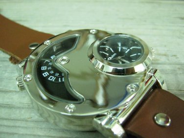 Men Women Bracelet Leather Wrap Wrist Cuff Watch Skeleton Mechanical Army watch