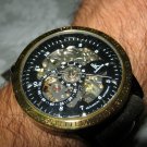 Men Women Bracelet Leather Wrap Wrist Cuff Watch Skeleton Mechanical Army watch
