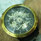 Men Women Bracelet Leather Wrap Wrist Cuff Watch Skeleton Mechanical Army watch