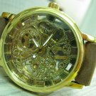 Men Women Bracelet Leather Wrap Wrist Cuff Watch Skeleton Mechanical Army watch