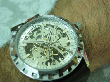Men Women Bracelet Leather Wrap Wrist Cuff Watch Skeleton Mechanical Army watch