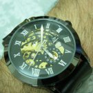 Men Women Bracelet Leather Wrap Wrist Cuff Watch Skeleton Mechanical Army watch
