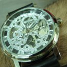 Men Women Bracelet Leather Wrap Wrist Cuff Watch Skeleton Mechanical Army watch
