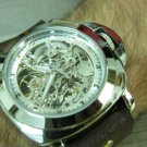 Silver Gold Men Women Bracelet Leather watch Wrap Wrist Watch Skeleton Mechanical steampunk Army