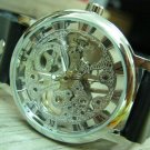 Men Women Bracelet Leather Wrap Wrist Cuff Watch Skeleton Mechanical Army watch