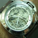 Men Women Bracelet Leather Wrap Wrist Cuff Watch Skeleton Mechanical Army watch