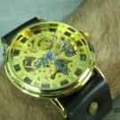 Men Women Bracelet Leather Wrap Wrist Cuff Watch Skeleton Mechanical Army watch