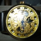 Men Women Bracelet Leather Wrap Wrist Cuff Watch Skeleton Mechanical Army watch