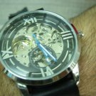 Men Women Bracelet Leather Wrap Wrist Cuff Watch Skeleton Mechanical Army watch