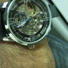 Men Women Bracelet Leather Wrap Wrist Cuff Watch Skeleton Mechanical Army watch
