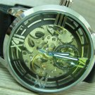 Men Women Bracelet Leather Wrap Wrist Cuff Watch Skeleton Mechanical Army watch