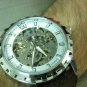 Men Women Bracelet Leather Wrap Wrist Cuff Watch Skeleton Mechanical Army watch