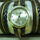 Men Women Bracelet Leather Wrap Wrist Cuff Watch Skeleton Mechanical Army watch