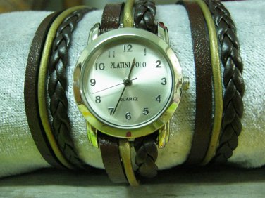 Men Women Bracelet Leather Wrap Wrist Cuff Watch Skeleton Mechanical Army watch
