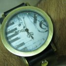 Men Women Bracelet Leather Wrap Wrist Cuff Watch Skeleton Mechanical Army watch