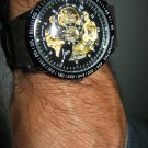 Men Women Bracelet Leather Wrap Wrist Cuff Watch Skeleton Mechanical Army watch