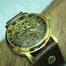 Men Women Bracelet Leather Wrap Wrist Cuff Watch Skeleton Mechanical Army watch