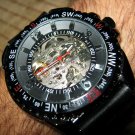 Men Women Bracelet Leather Wrap Wrist Cuff Watch Skeleton Mechanical Army watch