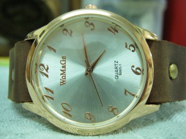 Men Women Bracelet Leather Wrap Wrist Cuff Watch Skeleton Mechanical Army watch