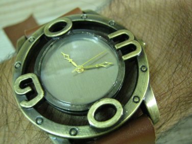 Men Women Bracelet Leather Wrap Wrist Cuff Watch Skeleton Mechanical Army watch