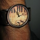 Men Women Bracelet Leather Wrap Wrist Cuff Watch Skeleton Mechanical Army watch