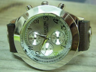 Men Women Bracelet Leather Wrap Wrist Cuff Watch Skeleton Mechanical Army watch