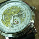 Men Women Bracelet Leather Wrap Wrist Cuff Watch Skeleton Mechanical Army watch