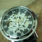 Men Women Bracelet Leather Wrap Wrist Cuff Watch Skeleton Mechanical Army watch