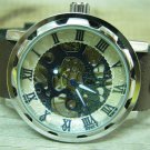 Men Women Bracelet Leather Wrap Wrist Cuff Watch Skeleton Mechanical Army watch