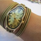 Leather Watch-Women wrist watch-Bracelet wrap Watch Wrap Dali Fluid Watch