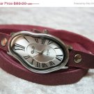 Silver leather Watch Dali Fluid Leather Wrap Watch Leather Accessories - Wrist Watch