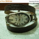 Brown Leather Wrist Watch, Women's Wrist Watch, Leather Wrap Watch, Natural Brown Leather Watch