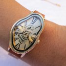 Elegant Wavy Time Warp silver Ladies Watch Dali Fluid Leather Wrap Watch-Wrist Watch
