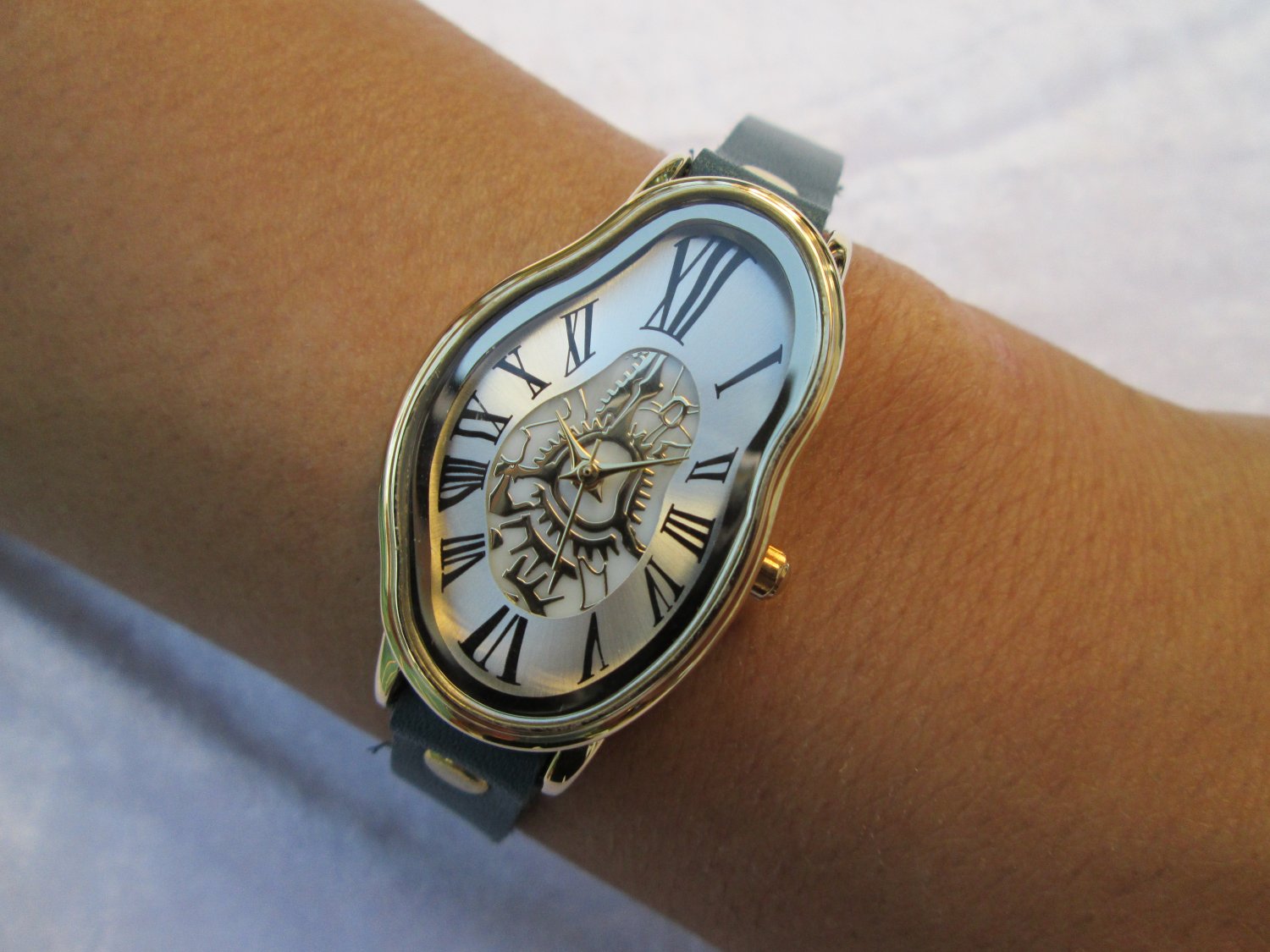 Leather Wrist Watch Leather bracelet,Melting Softwatch,Melting Clock,warped watch,wrist watch