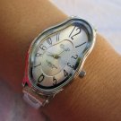 Personalized watch Elegant Wavy Time Warp silver Ladies Watch Dali Fluid Leather Wrap Watch