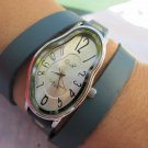 silver Ladies Watch Dali Fluid Leather Wrap Watch-Wrist Watch-Leather Watches- Women's Watches