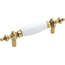 1 Belwith  P64-W Lancaster Brass with white center Brass Cabinet  Handle Pull