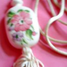 Avon white Porcelain Pendant hand Painted Flowers from 1980s with 28'' Cord Avon white Porcelain Pendant hand Painted Flowers from 1980s with 28'' Cord