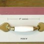Belwith #P338-W ANTIQUE BRASS with White CERAMIC Cabinet Hart Shape Pull