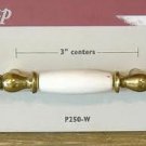 1 Belwith # P250-W BRASS AND CERAMIC White Cabinet Handle Pull 1 Belwith # P250-W BRASS AND CERAMIC White Cabinet Handle Pull