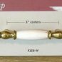 1 Belwith # P250-W BRASS AND CERAMIC White Cabinet Handle Pull