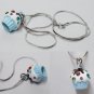 Chocolate creme Cupcake necklace (md) size - baby blue color