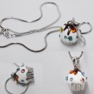 Chocolate creme Cupcake necklace (md) size - silver color