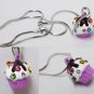 Chocolate creme Cupcake necklace ( md) size - Lavender color