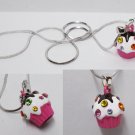 Chocolate creme Cupcake necklace (sm) size - hot pink color