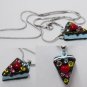chocolate mousse cake pendant with necklace