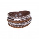 Leather Wrap Bling Bracelet