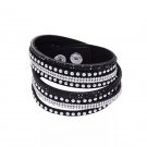 Leather Wrap Bling Bracelet