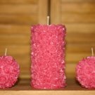 Rose pillar and rose ball candles 3 set. STUNNING! Intricate detail.